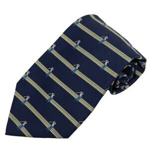 Tommy Bahama Navy Blue Striped Silk Golf Tie